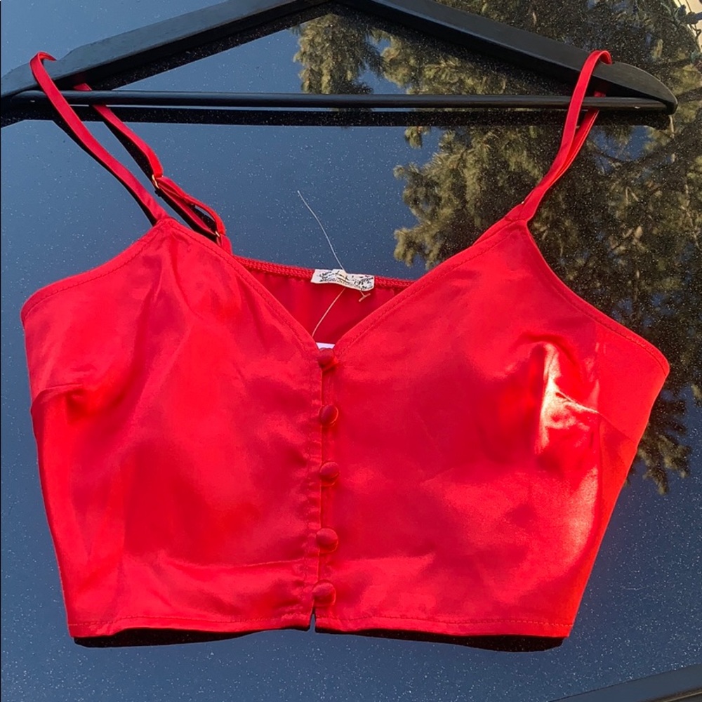 Free People Red Silk Crop Tank:)